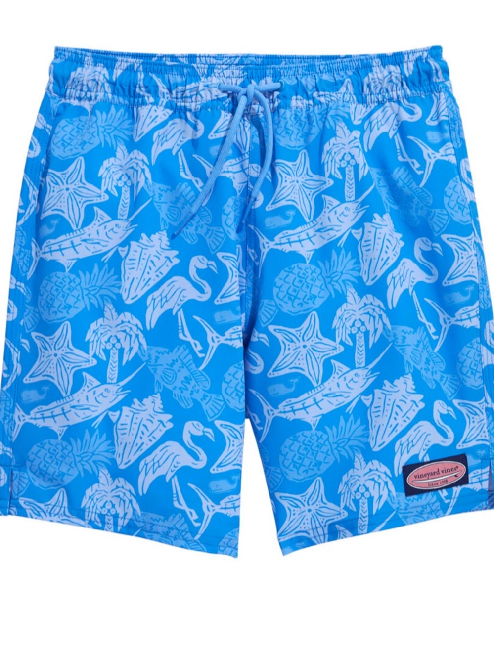 Vineyard Vines Bright Blue Tropical Kids Swim Trunks